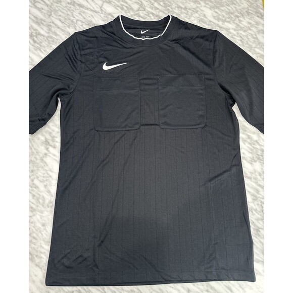 Nike Dri-FIT Long Sleeve 2 Pocket Shirt Men's Large Black DH8027 Referee Soccer - Picture 1 of 7